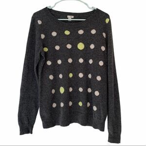Halogen Grey Polka Dot Cashmere Sweater Size Large